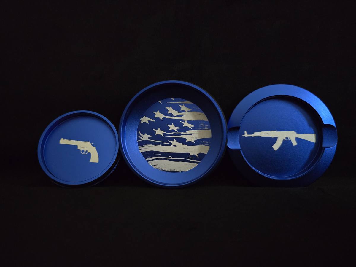 Blue 1776 We The People Skull can — lid emblems and stars-and-stripes inside