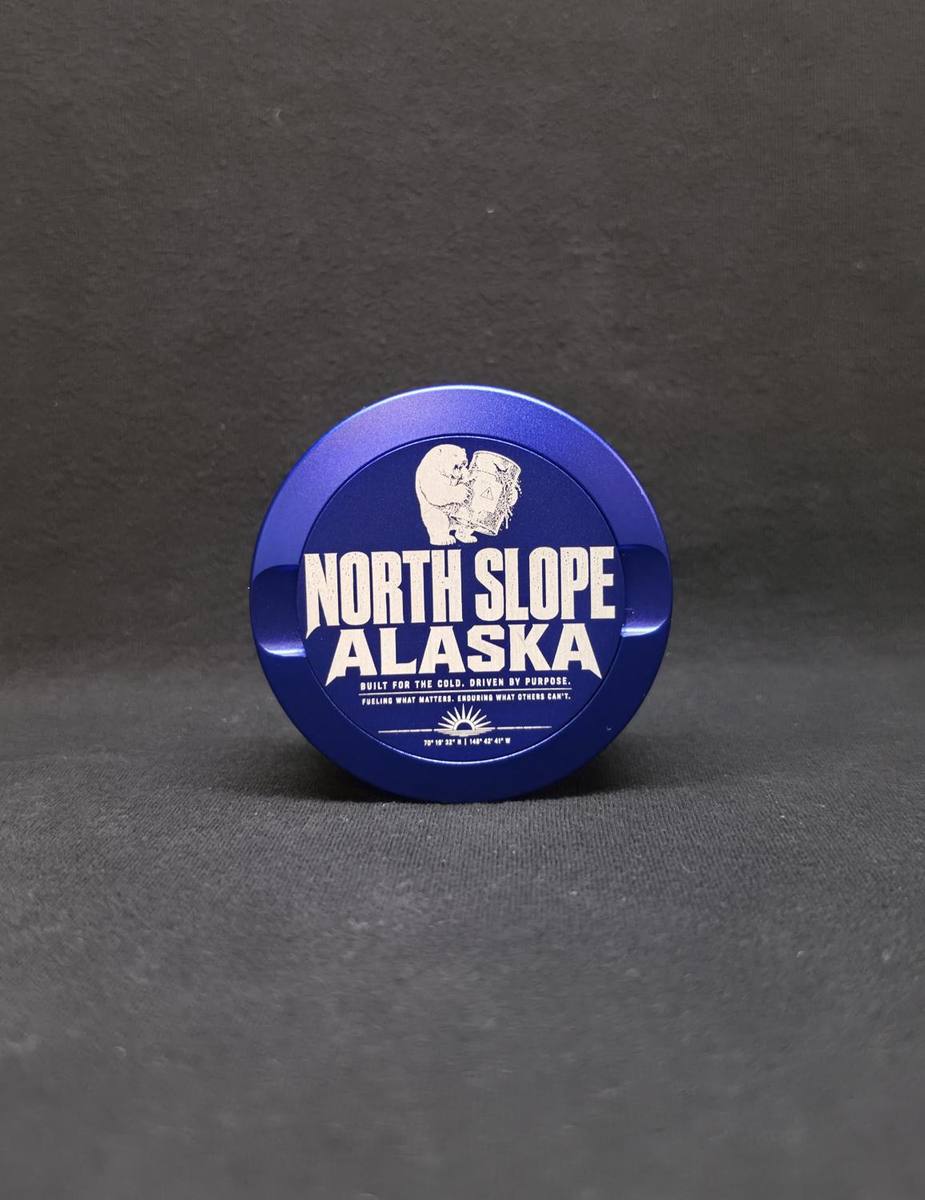 Blue can, engraved lid
