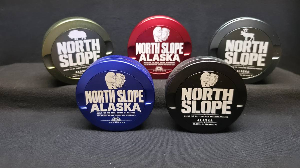 North Slope laser-engraved ZYN cans in five colors
